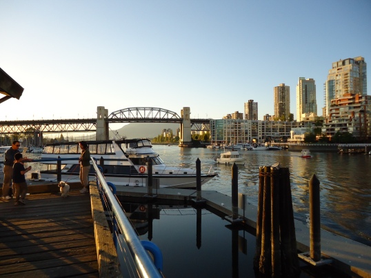 View of harbour at dusk from Granville Island