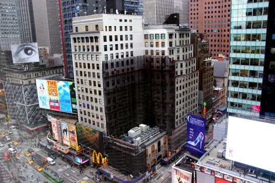 View of Times Square from hotel window